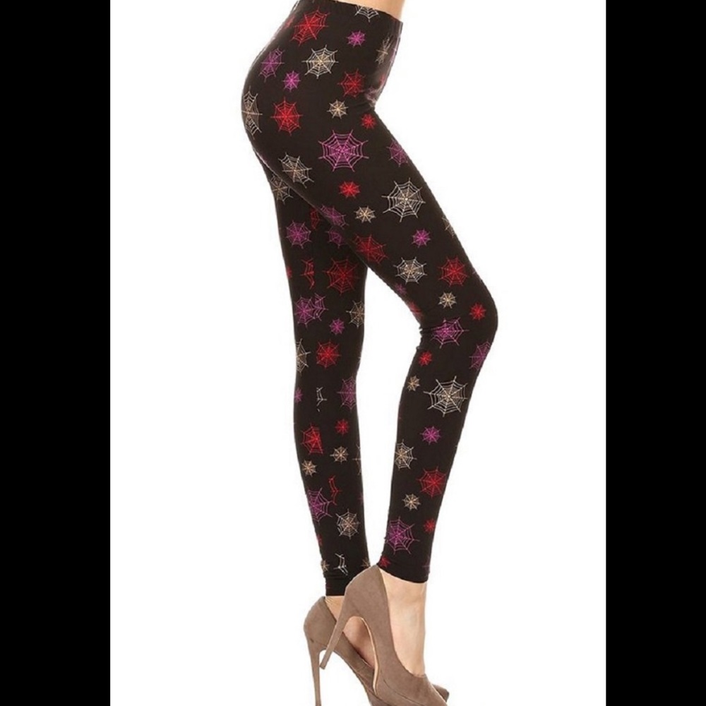 Halloween Multi Color Webs Buttery Soft Leggings